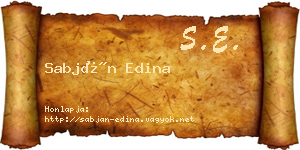 Sabján Edina névjegykártya
